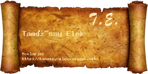 Tamássy Elek névjegykártya